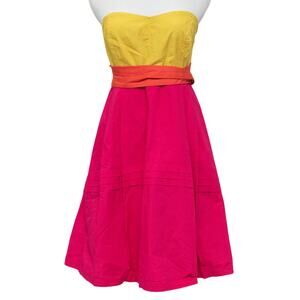 Maeve Anthropologie Hues Color Block Strapless Summer Dress Size 4